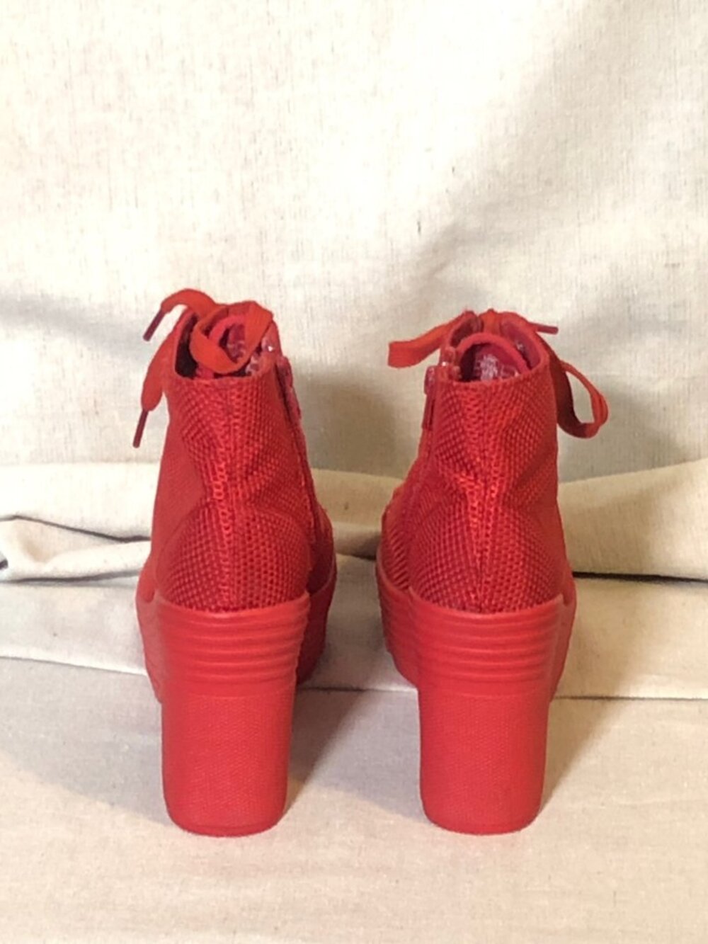 Jeffrey Campbell JC Play Red Lace Up Platform Sneakers 8 - Picture 7 of 10